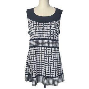 Lane Bryant Black White Polka Dot Back Ties Sleeveless Top 18/20